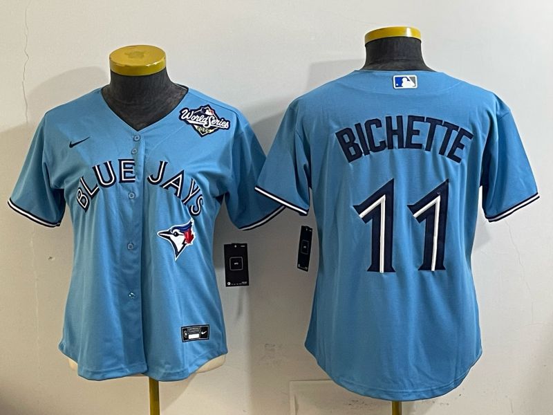 Women 2025 Nike Toronto Blue Jays #11 Bichette Light Blue Game MLB Jersey 01->women mlb jersey->Women Jersey
